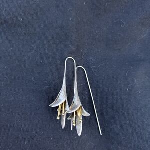 Elegant Silver and Gold Floral Drop Earrings